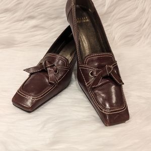 Vintage Stuart Weitzman Brown Loafer Pumps w/ Square Toe & Bow - Size 7M